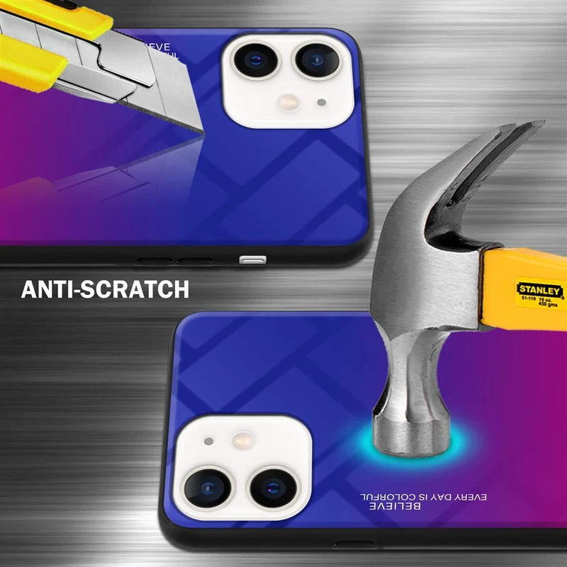Cadorabo Hülle kompatibel mit Apple iPhone 12 MINI Zweifarbige Schutzhülle aus Tempered Glas und TPU Silikon