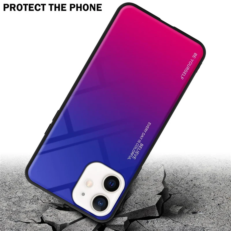 Cadorabo Hülle kompatibel mit Apple iPhone 12 MINI Zweifarbige Schutzhülle aus Tempered Glas und TPU Silikon