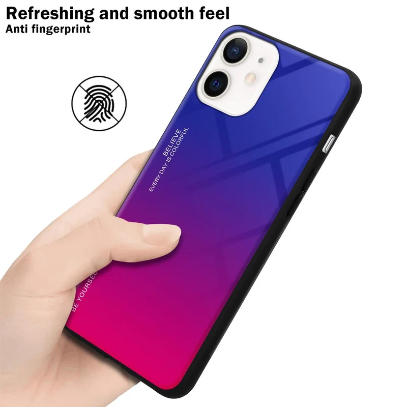 Cadorabo Hülle kompatibel mit Apple iPhone 12 MINI Zweifarbige Schutzhülle aus Tempered Glas und TPU Silikon