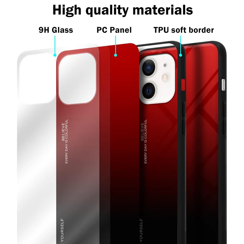 Cadorabo Hülle kompatibel mit Apple iPhone 12 MINI Zweifarbige Schutzhülle aus Tempered Glas und TPU Silikon