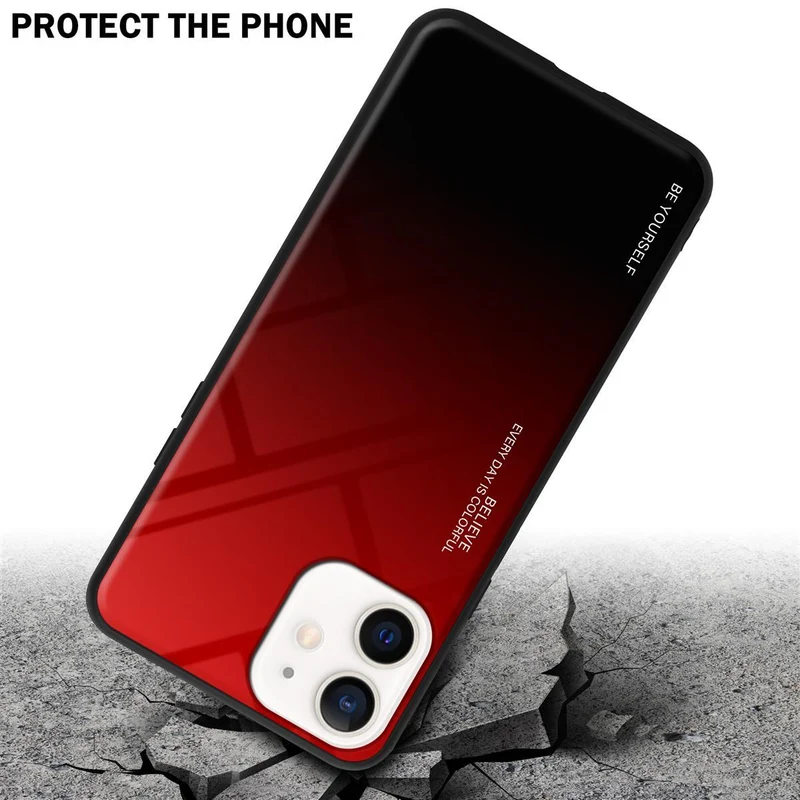 Cadorabo Hülle kompatibel mit Apple iPhone 12 MINI Zweifarbige Schutzhülle aus Tempered Glas und TPU Silikon