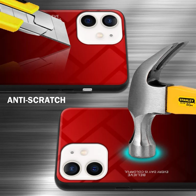 Cadorabo Hülle kompatibel mit Apple iPhone 12 MINI Zweifarbige Schutzhülle aus Tempered Glas und TPU Silikon