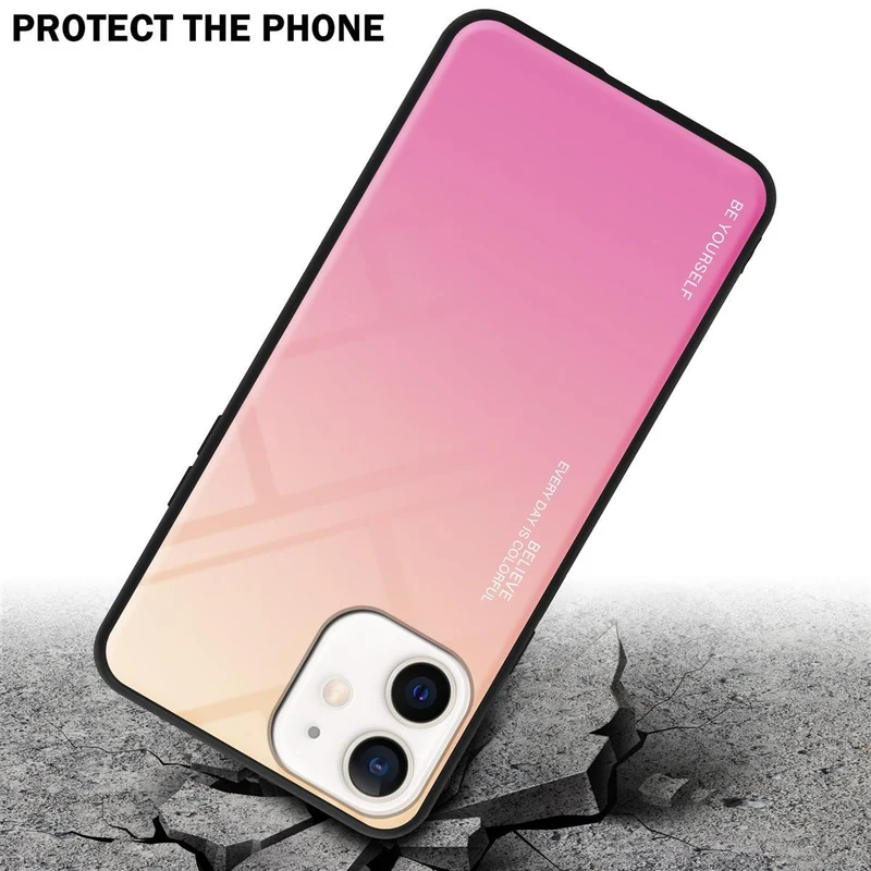 Cadorabo Hülle kompatibel mit Apple iPhone 12 MINI Zweifarbige Schutzhülle aus Tempered Glas und TPU Silikon