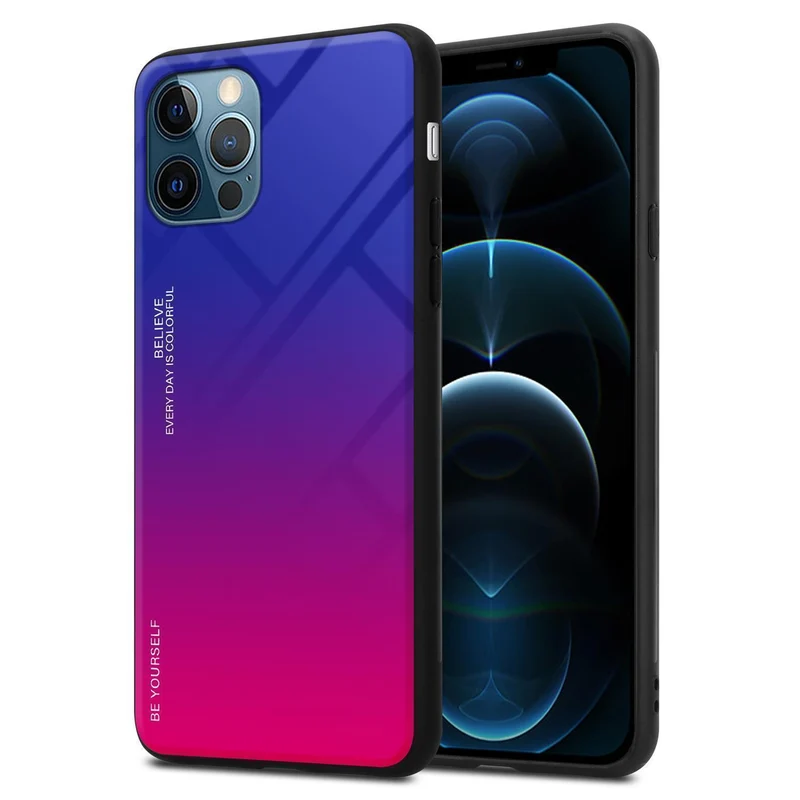 Cadorabo Hülle kompatibel mit Apple iPhone 12 / 12 PRO Zweifarbige Schutzhülle aus Tempered Glas und TPU Silikon