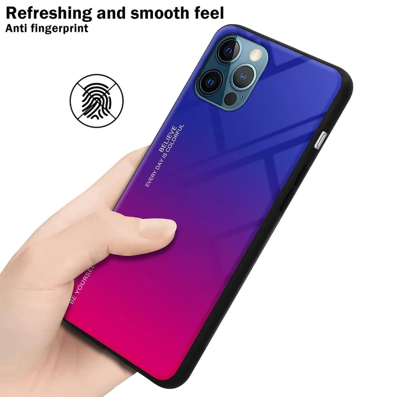 Cadorabo Hülle kompatibel mit Apple iPhone 12 / 12 PRO Zweifarbige Schutzhülle aus Tempered Glas und TPU Silikon