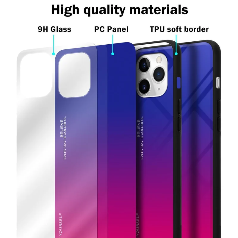 Cadorabo Hülle kompatibel mit Apple iPhone 11 PRO MAX Zweifarbige Schutzhülle aus Tempered Glas und TPU Silikon