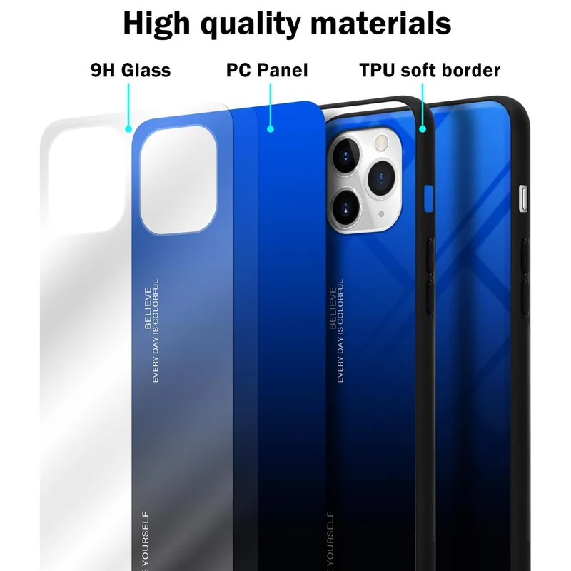 Cadorabo Hülle kompatibel mit Apple iPhone 11 PRO Zweifarbige Schutzhülle aus Tempered Glas und TPU Silikon