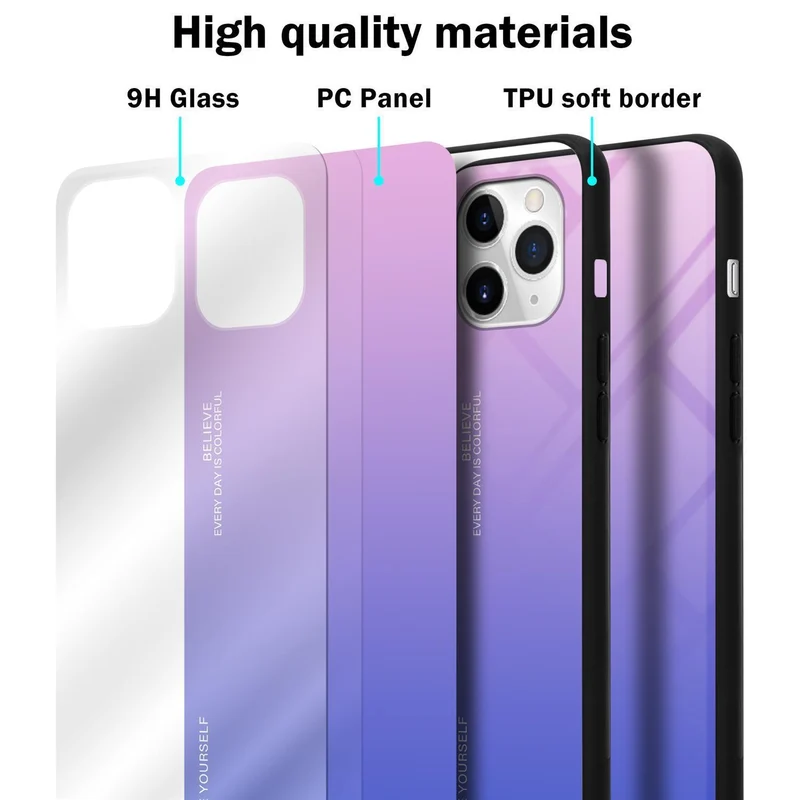 Cadorabo Hülle kompatibel mit Apple iPhone 11 PRO Zweifarbige Schutzhülle aus Tempered Glas und TPU Silikon