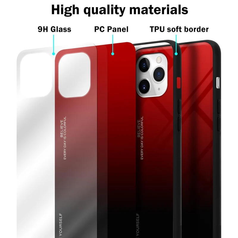 Cadorabo Hülle kompatibel mit Apple iPhone 11 PRO Zweifarbige Schutzhülle aus Tempered Glas und TPU Silikon