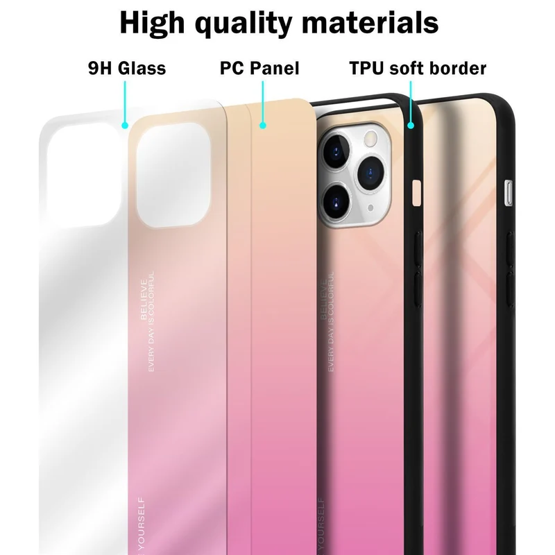 Cadorabo Hülle kompatibel mit Apple iPhone 11 PRO Zweifarbige Schutzhülle aus Tempered Glas und TPU Silikon