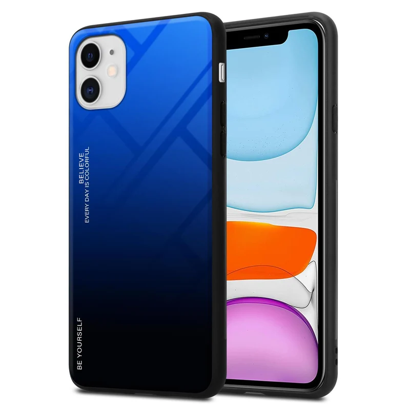 Cadorabo Hülle kompatibel mit Apple iPhone 11 Zweifarbige Schutzhülle aus Tempered Glas und TPU Silikon