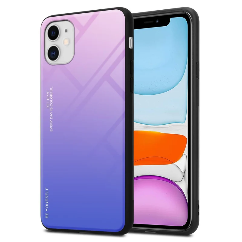 Cadorabo Hülle kompatibel mit Apple iPhone 11 Zweifarbige Schutzhülle aus Tempered Glas und TPU Silikon