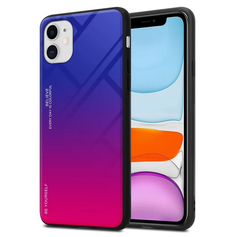 Cadorabo Hülle kompatibel mit Apple iPhone 11 Zweifarbige Schutzhülle aus Tempered Glas und TPU Silikon