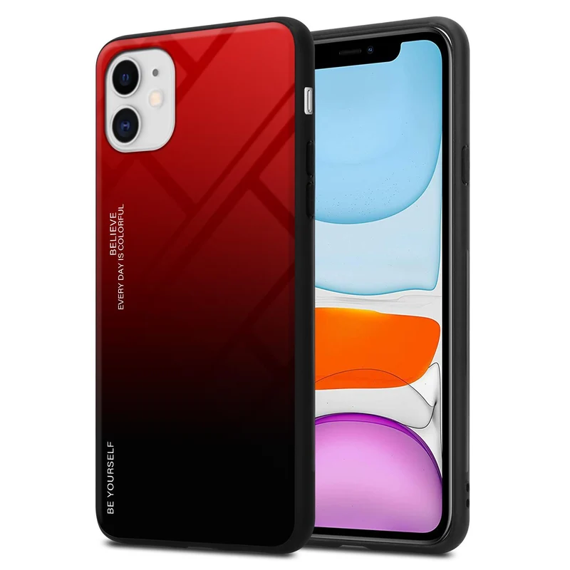 Cadorabo Hülle kompatibel mit Apple iPhone 11 Zweifarbige Schutzhülle aus Tempered Glas und TPU Silikon