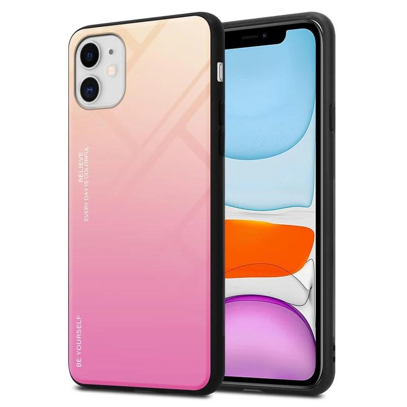 Cadorabo Hülle kompatibel mit Apple iPhone 11 Zweifarbige Schutzhülle aus Tempered Glas und TPU Silikon