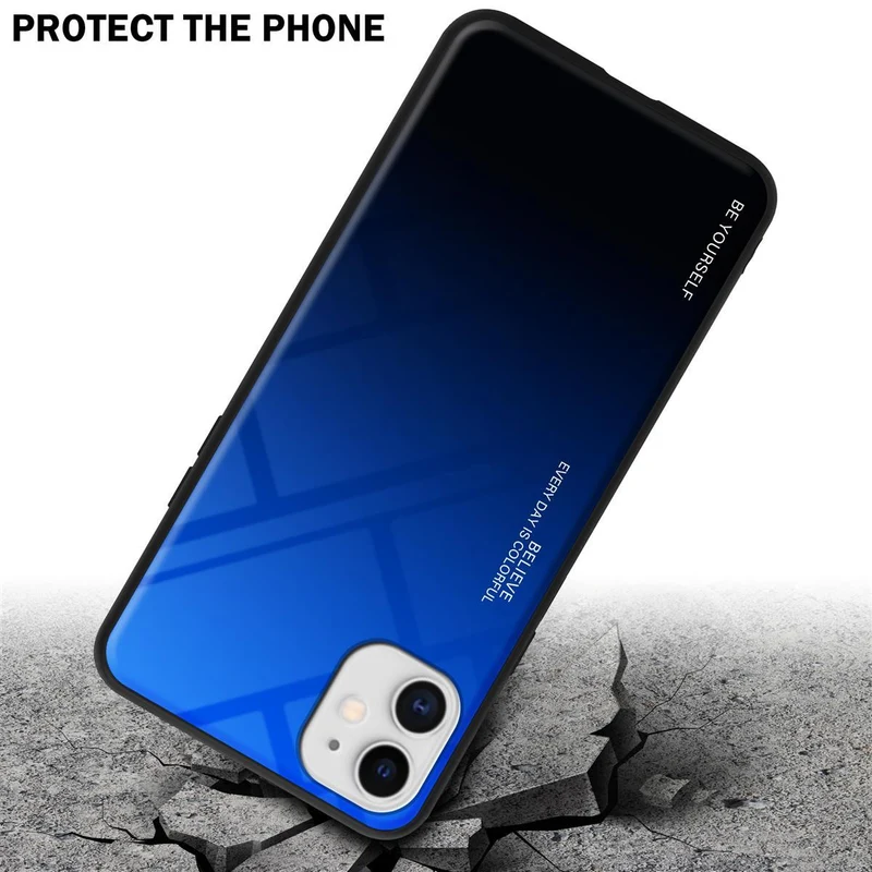 Cadorabo Hülle kompatibel mit Apple iPhone 11 Zweifarbige Schutzhülle aus Tempered Glas und TPU Silikon