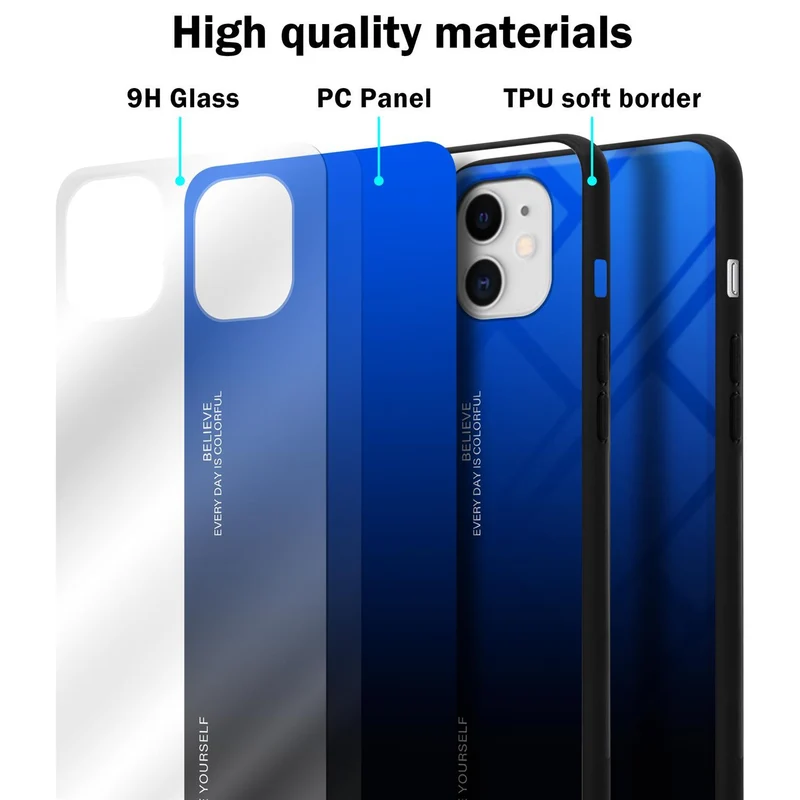 Cadorabo Hülle kompatibel mit Apple iPhone 11 Zweifarbige Schutzhülle aus Tempered Glas und TPU Silikon
