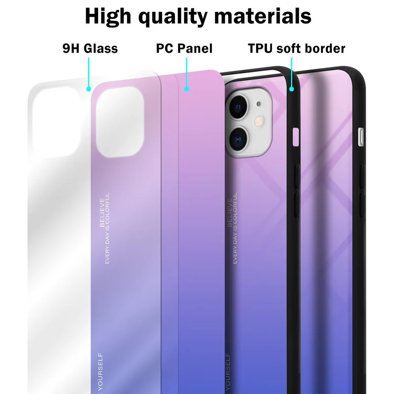Cadorabo Hülle kompatibel mit Apple iPhone 11 Zweifarbige Schutzhülle aus Tempered Glas und TPU Silikon