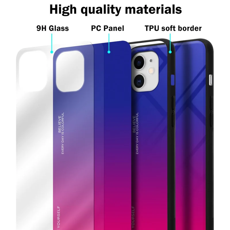 Cadorabo Hülle kompatibel mit Apple iPhone 11 Zweifarbige Schutzhülle aus Tempered Glas und TPU Silikon