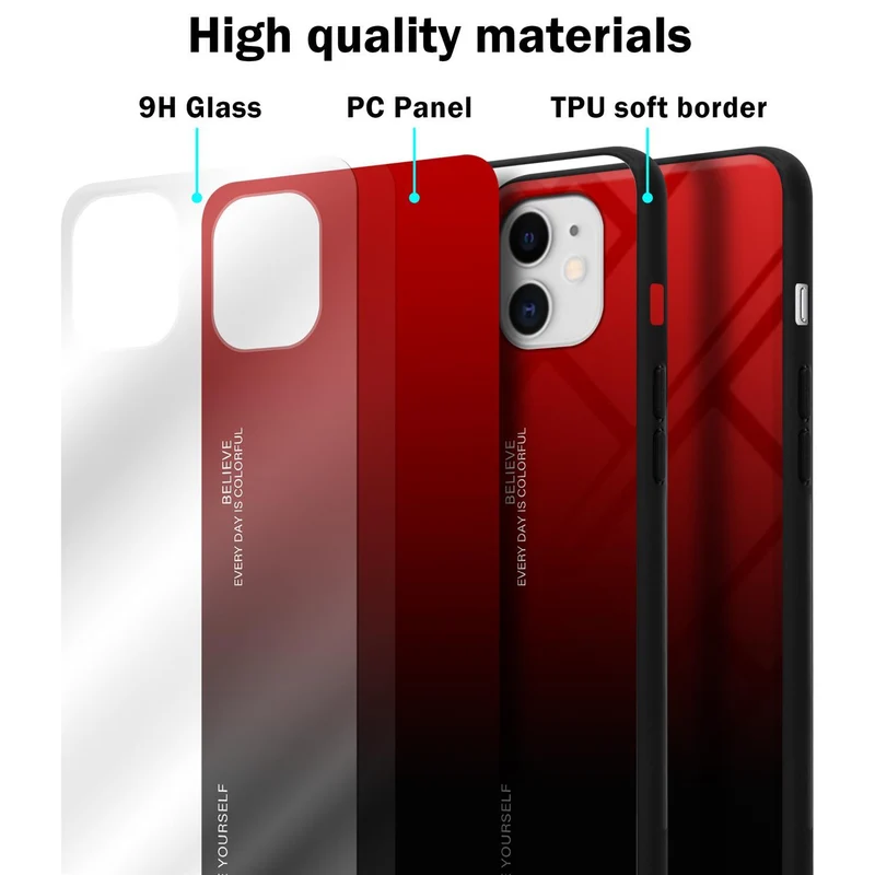 Cadorabo Hülle kompatibel mit Apple iPhone 11 Zweifarbige Schutzhülle aus Tempered Glas und TPU Silikon