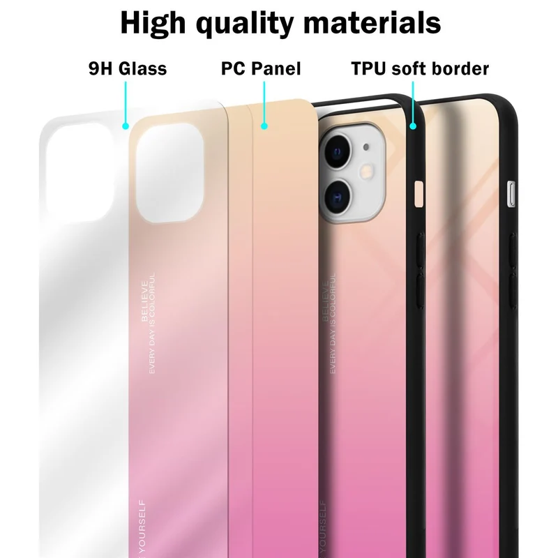 Cadorabo Hülle kompatibel mit Apple iPhone 11 Zweifarbige Schutzhülle aus Tempered Glas und TPU Silikon