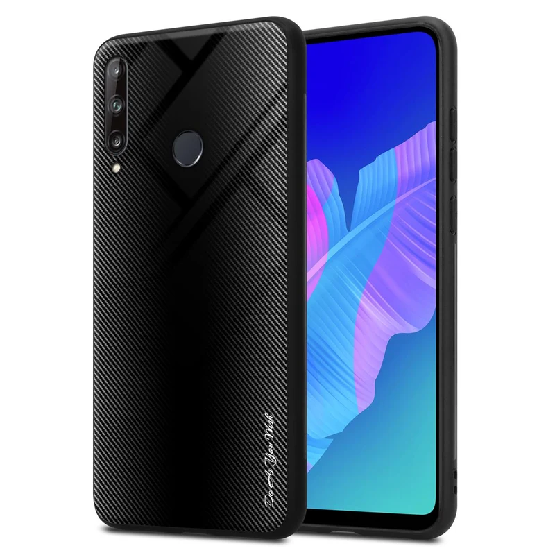 Cadorabo Hülle kompatibel mit Huawei P40 LITE E - Streifen Optik Schutzhülle aus Tempered Glas und TPU Silikon