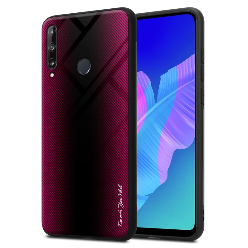 Cadorabo Hülle kompatibel mit Huawei P40 LITE E - Streifen Optik Schutzhülle aus Tempered Glas und TPU Silikon