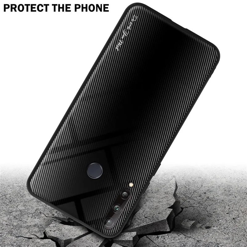Cadorabo Hülle kompatibel mit Huawei P40 LITE E - Streifen Optik Schutzhülle aus Tempered Glas und TPU Silikon