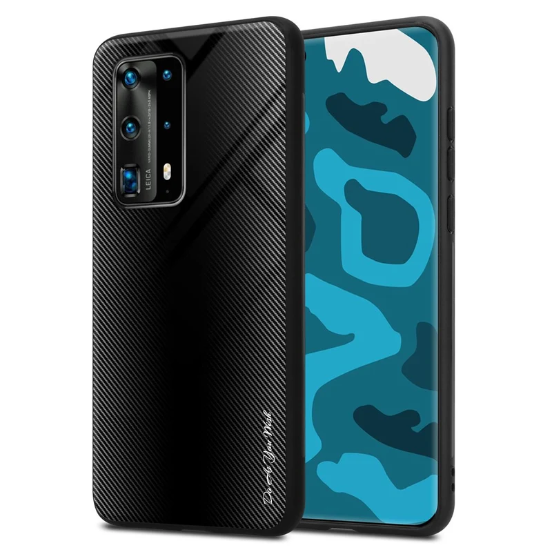 Cadorabo Hülle kompatibel mit Huawei P40 PRO / P40 PRO+ - Streifen Optik Schutzhülle aus Tempered Glas und TPU Silikon