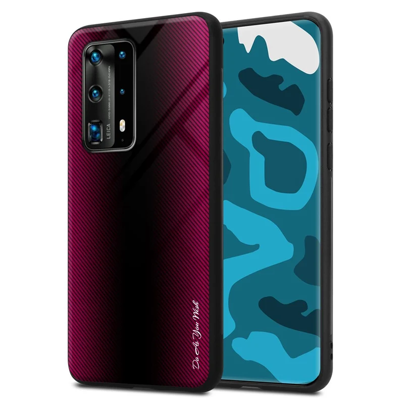 Cadorabo Hülle kompatibel mit Huawei P40 PRO / P40 PRO+ - Streifen Optik Schutzhülle aus Tempered Glas und TPU Silikon