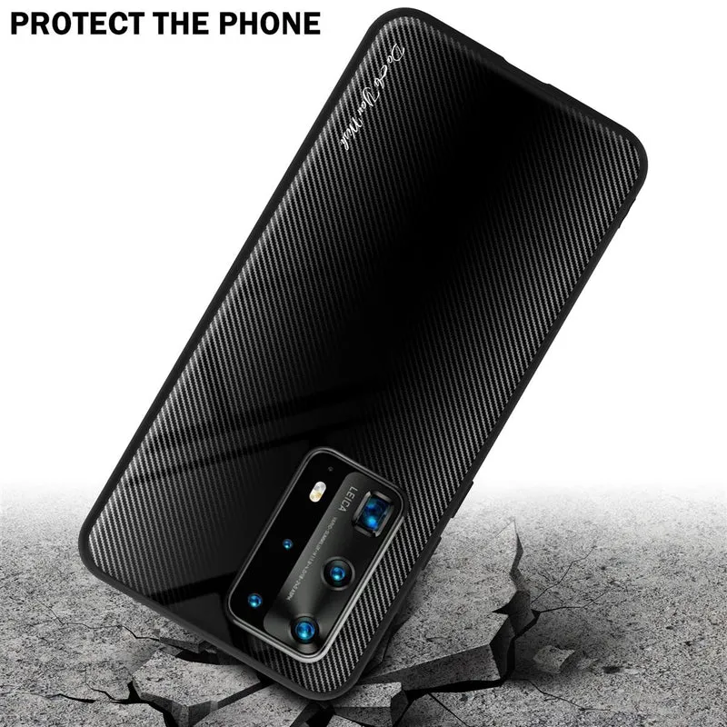 Cadorabo Hülle kompatibel mit Huawei P40 PRO / P40 PRO+ - Streifen Optik Schutzhülle aus Tempered Glas und TPU Silikon