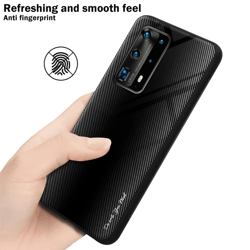 Cadorabo Hülle kompatibel mit Huawei P40 PRO / P40 PRO+ - Streifen Optik Schutzhülle aus Tempered Glas und TPU Silikon
