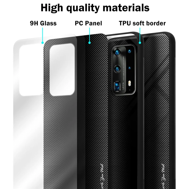 Cadorabo Hülle kompatibel mit Huawei P40 PRO / P40 PRO+ - Streifen Optik Schutzhülle aus Tempered Glas und TPU Silikon