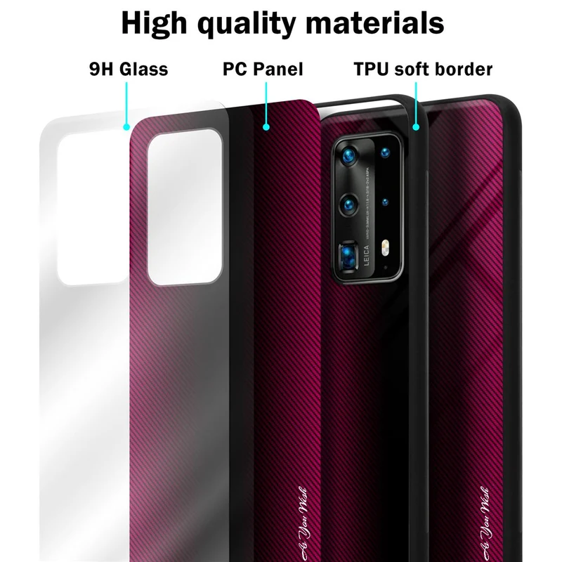 Cadorabo Hülle kompatibel mit Huawei P40 PRO / P40 PRO+ - Streifen Optik Schutzhülle aus Tempered Glas und TPU Silikon