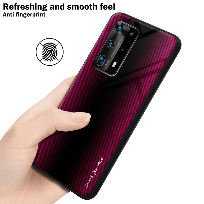 Cadorabo Hülle kompatibel mit Huawei P40 PRO / P40 PRO+ - Streifen Optik Schutzhülle aus Tempered Glas und TPU Silikon