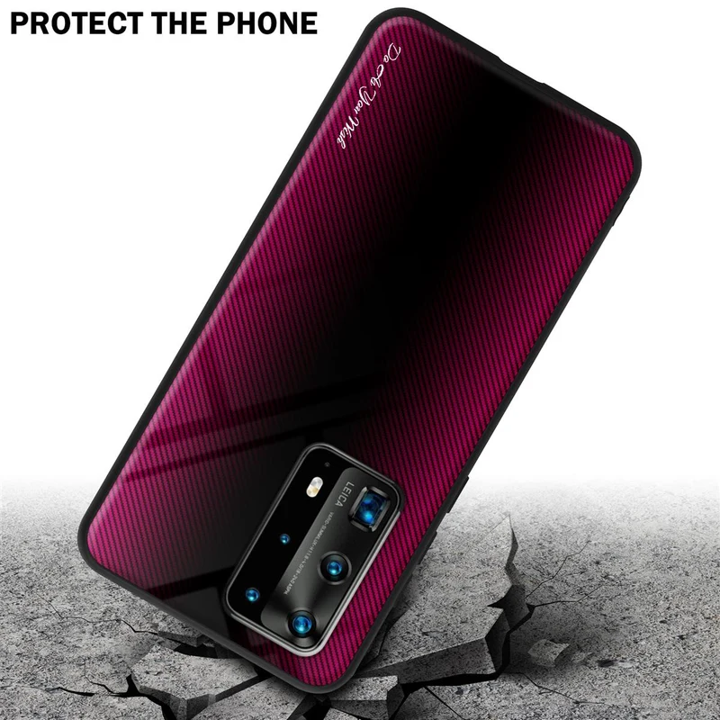 Cadorabo Hülle kompatibel mit Huawei P40 PRO / P40 PRO+ - Streifen Optik Schutzhülle aus Tempered Glas und TPU Silikon