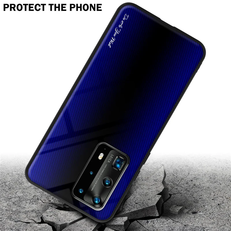Cadorabo Hülle kompatibel mit Huawei P40 PRO / P40 PRO+ - Streifen Optik Schutzhülle aus Tempered Glas und TPU Silikon
