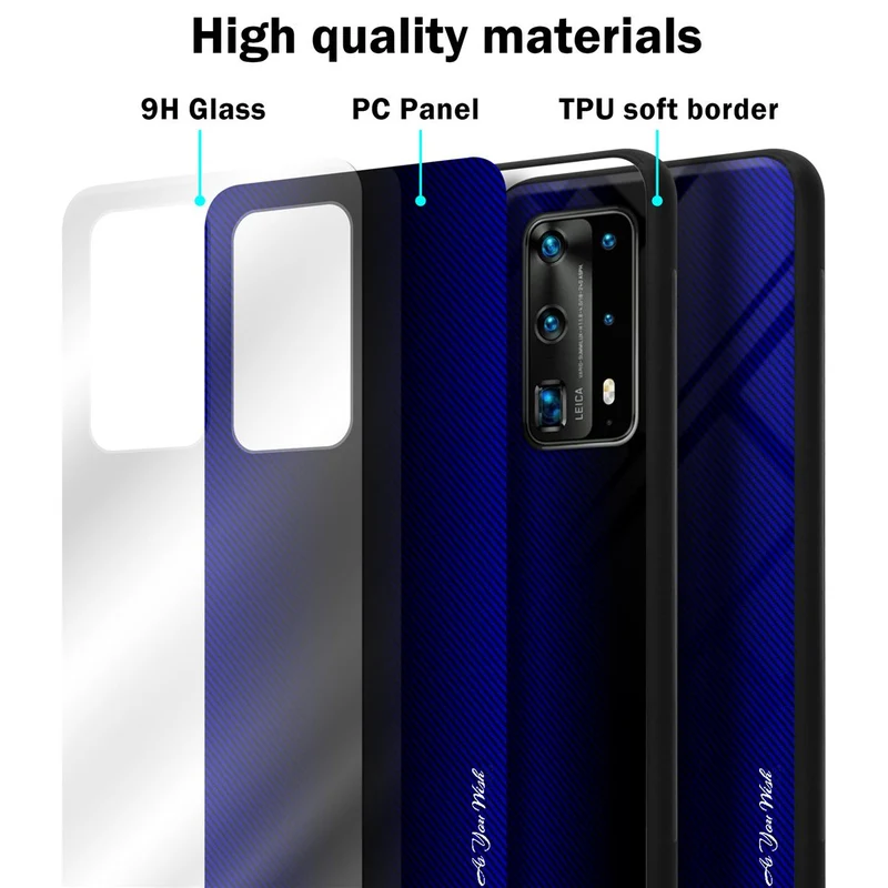 Cadorabo Hülle kompatibel mit Huawei P40 PRO / P40 PRO+ - Streifen Optik Schutzhülle aus Tempered Glas und TPU Silikon