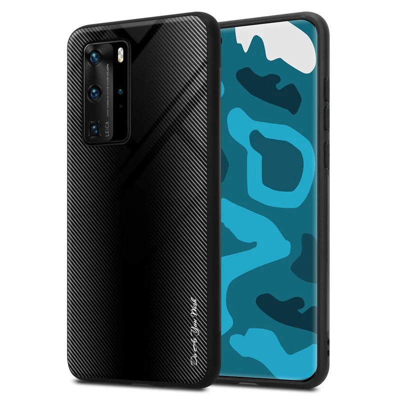 Cadorabo Hülle kompatibel mit Huawei P40 PRO / P40 PRO+ - Streifen Optik Schutzhülle aus Tempered Glas und TPU Silikon