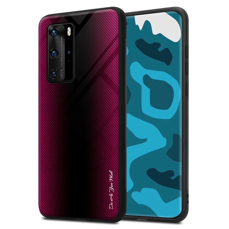Cadorabo Hülle kompatibel mit Huawei P40 PRO / P40 PRO+ - Streifen Optik Schutzhülle aus Tempered Glas und TPU Silikon