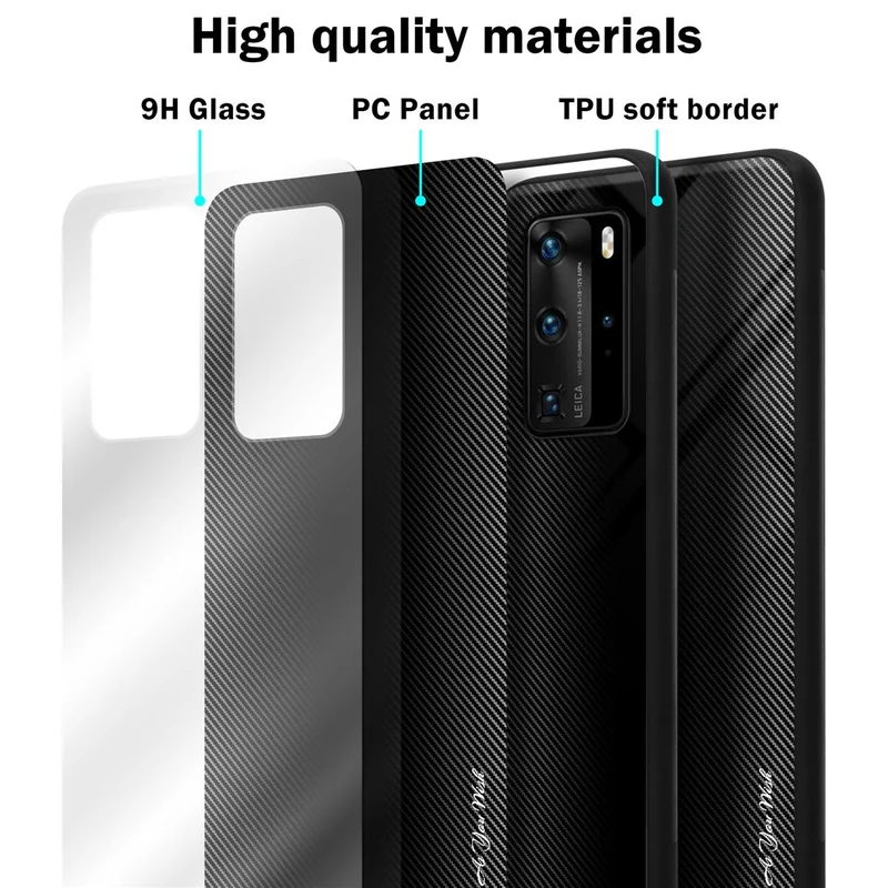 Cadorabo Hülle kompatibel mit Huawei P40 PRO / P40 PRO+ - Streifen Optik Schutzhülle aus Tempered Glas und TPU Silikon