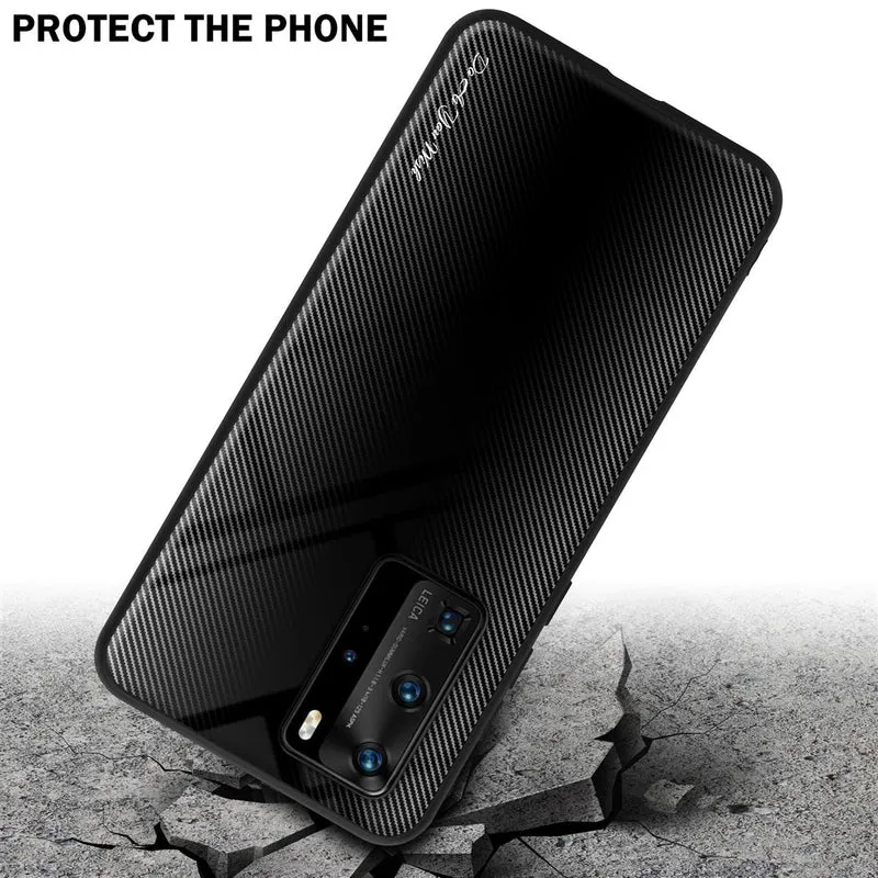 Cadorabo Hülle kompatibel mit Huawei P40 PRO / P40 PRO+ - Streifen Optik Schutzhülle aus Tempered Glas und TPU Silikon