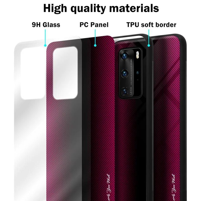 Cadorabo Hülle kompatibel mit Huawei P40 PRO / P40 PRO+ - Streifen Optik Schutzhülle aus Tempered Glas und TPU Silikon