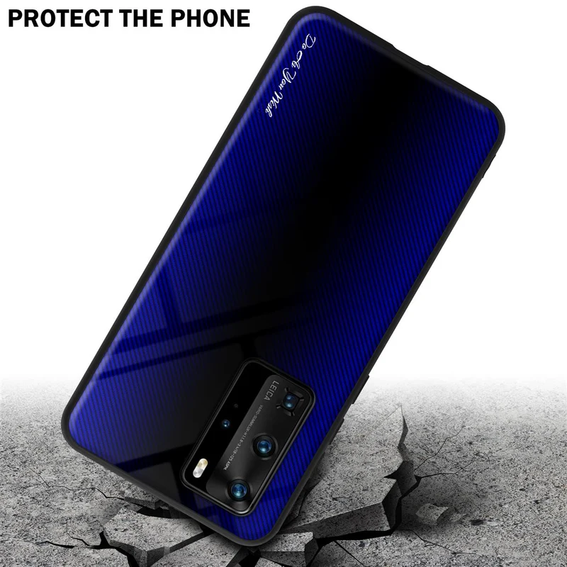 Cadorabo Hülle kompatibel mit Huawei P40 PRO / P40 PRO+ - Streifen Optik Schutzhülle aus Tempered Glas und TPU Silikon