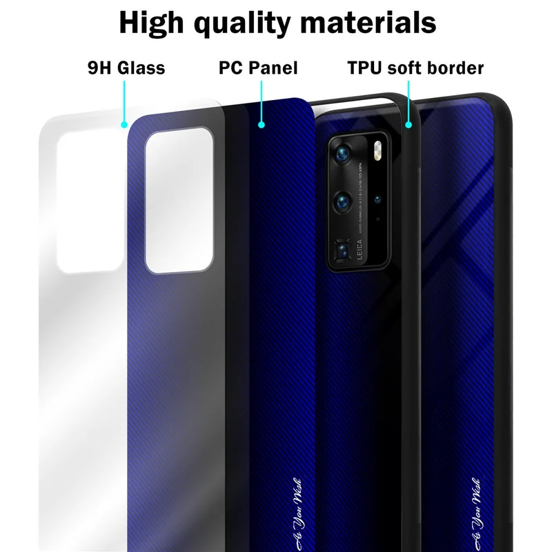 Cadorabo Hülle kompatibel mit Huawei P40 PRO / P40 PRO+ - Streifen Optik Schutzhülle aus Tempered Glas und TPU Silikon