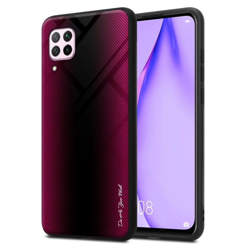 Cadorabo Hülle kompatibel mit Huawei NOVA 6 SE / P40 LITE / NOVA 7i - Streifen Optik Schutzhülle aus Tempered Glas und TPU Silikon