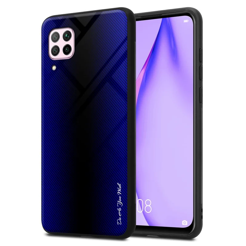 Cadorabo Hülle kompatibel mit Huawei NOVA 6 SE / P40 LITE / NOVA 7i - Streifen Optik Schutzhülle aus Tempered Glas und TPU Silikon