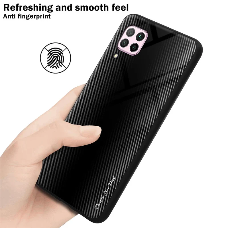 Cadorabo Hülle kompatibel mit Huawei NOVA 6 SE / P40 LITE / NOVA 7i - Streifen Optik Schutzhülle aus Tempered Glas und TPU Silikon