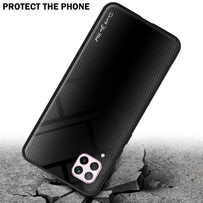 Cadorabo Hülle kompatibel mit Huawei NOVA 6 SE / P40 LITE / NOVA 7i - Streifen Optik Schutzhülle aus Tempered Glas und TPU Silikon