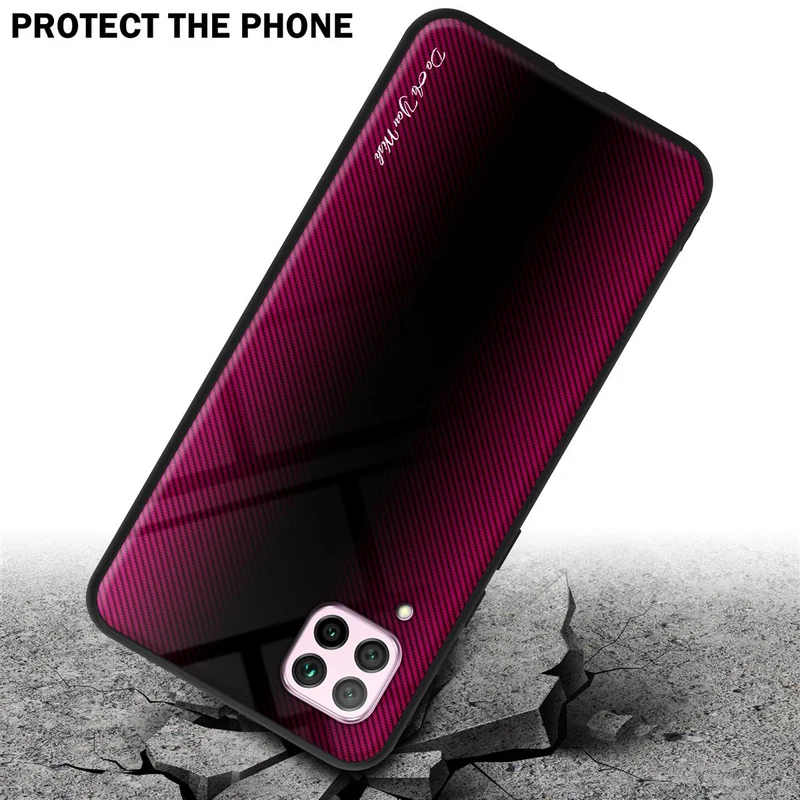 Cadorabo Hülle kompatibel mit Huawei NOVA 6 SE / P40 LITE / NOVA 7i - Streifen Optik Schutzhülle aus Tempered Glas und TPU Silikon